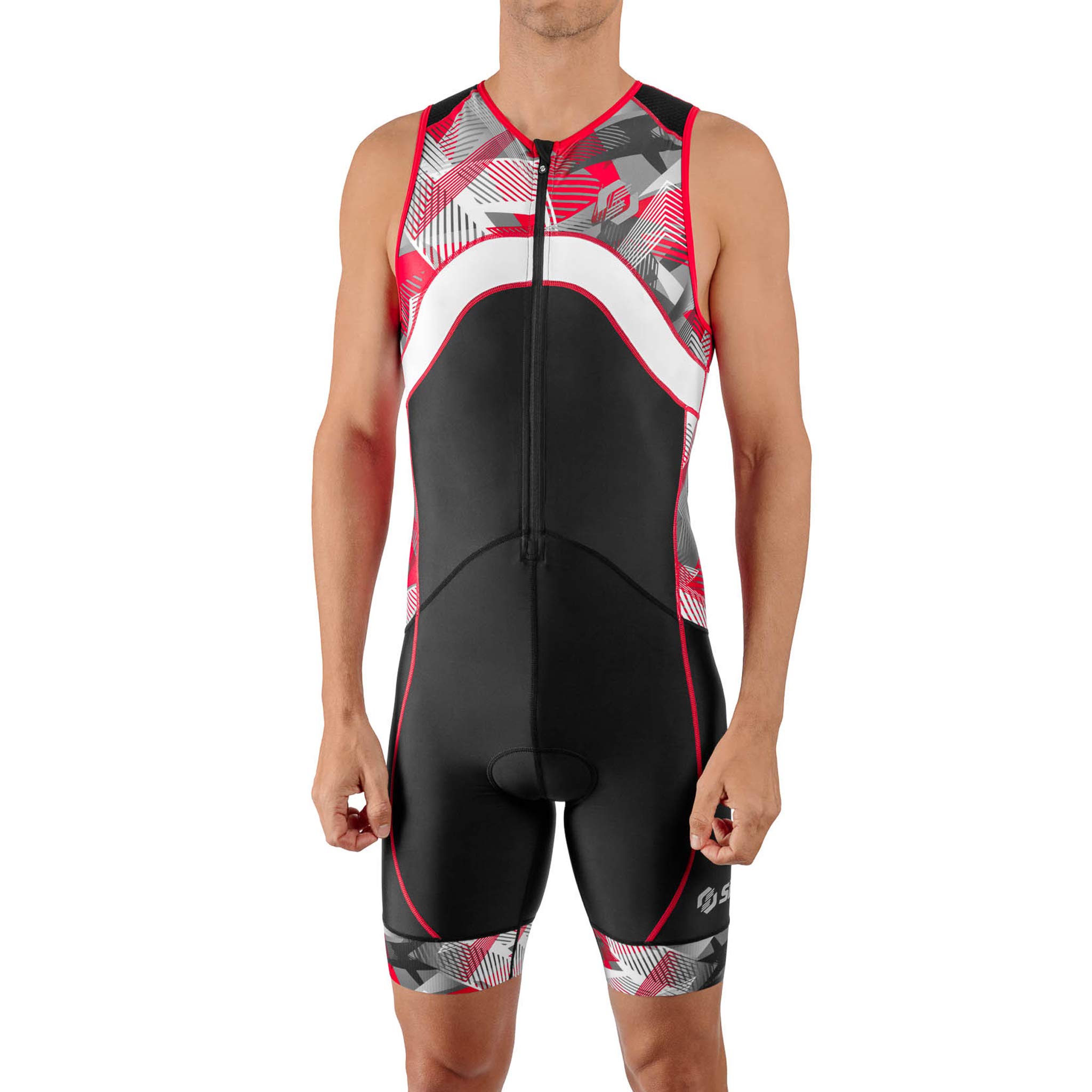 SLS3 Triathlon Suit Mens - Premium Pro Trisuit for Men - Lightweight Quick-Dry Sleeveless Tri Suit with Large Back Pocket for Swim Bike Run (Red Edge, X-Large)