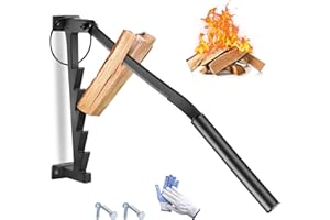Kindling Splitter, Wall Mounted Kindling Wood Splitter Manual Carbon Steel with 2 Handles Portable for Camping, Barbecue Outd