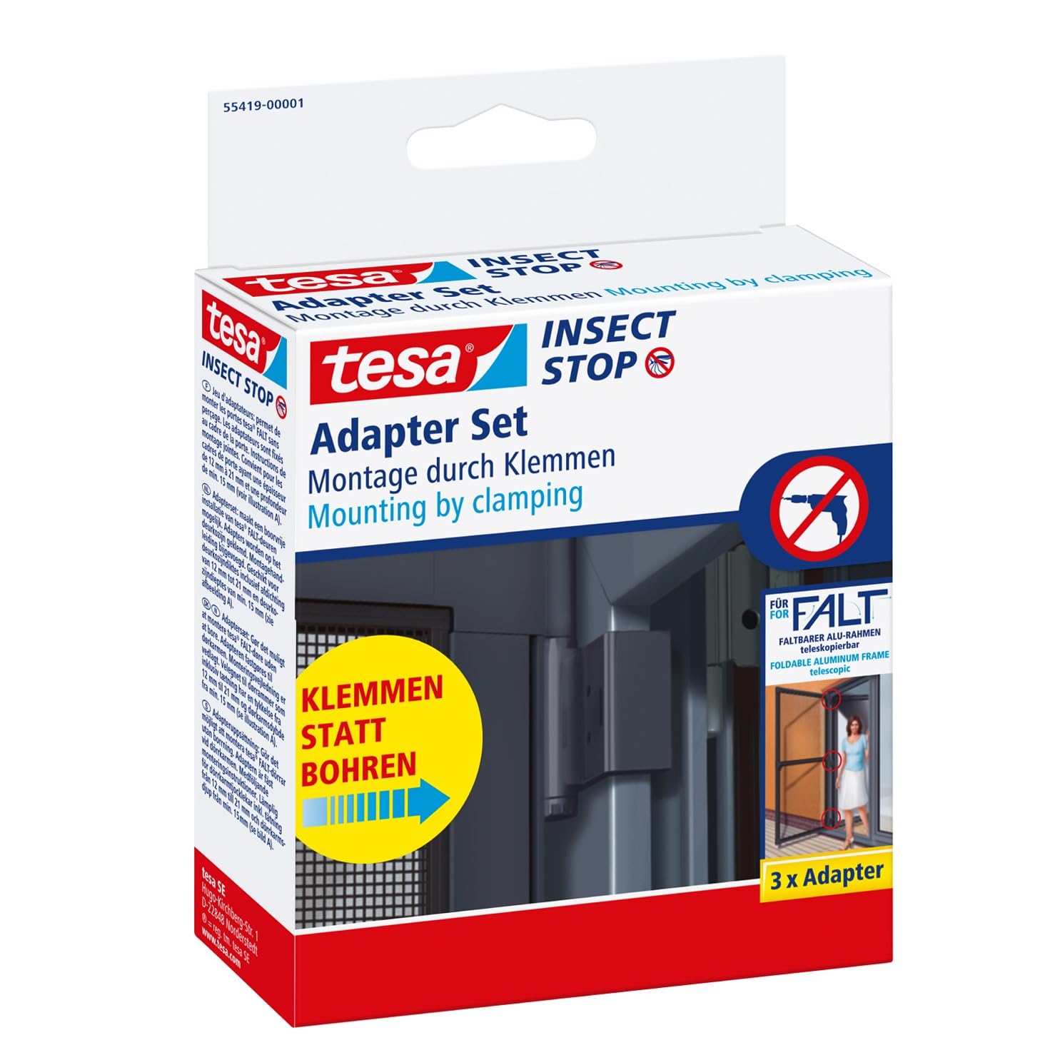 tesa INSECT STOP Clamp Mounting Set - Door Adapeter to mount tesa aluminium insect screen door frame without drilling or screwing - Anthracite