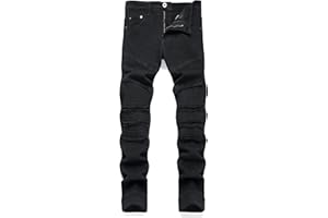 RXXKKK Men's Classic Zipper Biker Regular Fit Flex Jean