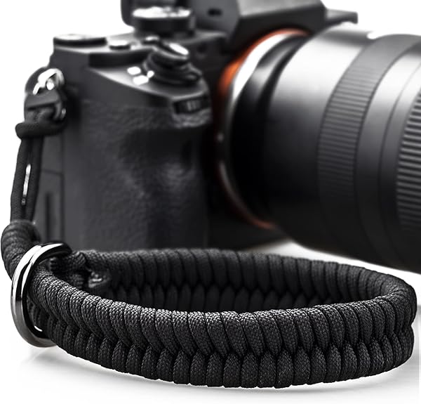 AQAREA Kamera-Handschlaufe mit sicherem Anschluss für Nikon, Canon, Sony, Panasonic, Fujifilm, Olympus DSLR, spiegellos, verstellbare Paracord-Kamera, Handschlaufe mit Schnellentriegelung, schwarz