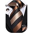 Hi-Tie Mens Plaid Ties Classic Paisley Necktie with Handkerchief Cufflinks Set Business Stripe Tie