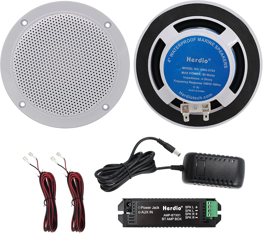 Herdio 160W 4 Inch Ceiling Speaker Kit Marine IP66 Bluetooth Waterproof
