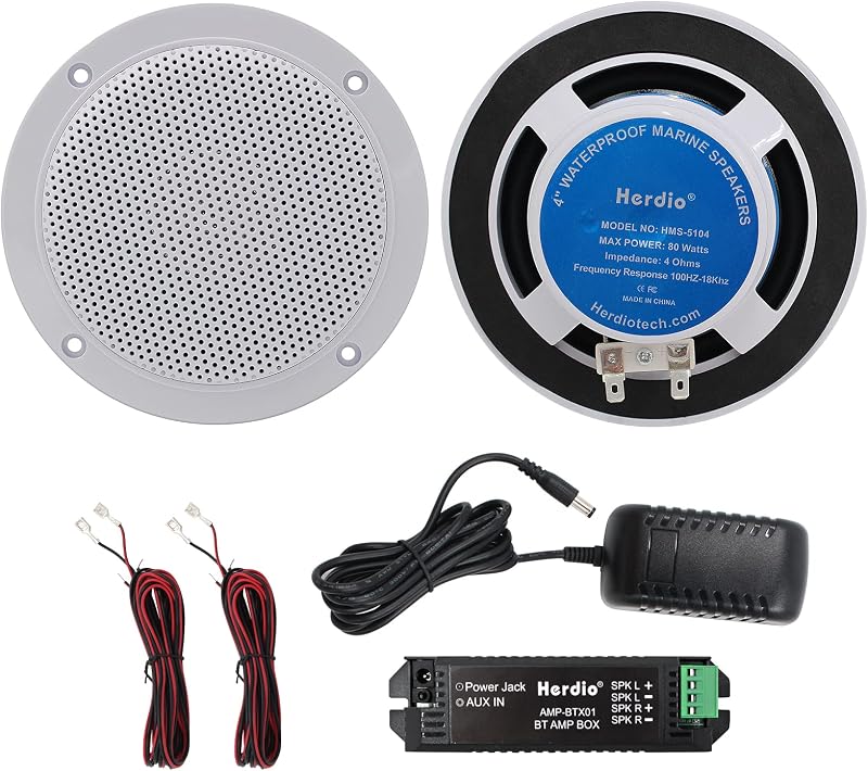 Herdio 160W 4 Inch Ceiling Speaker Kit Marine IP66 Bluetooth Waterproof