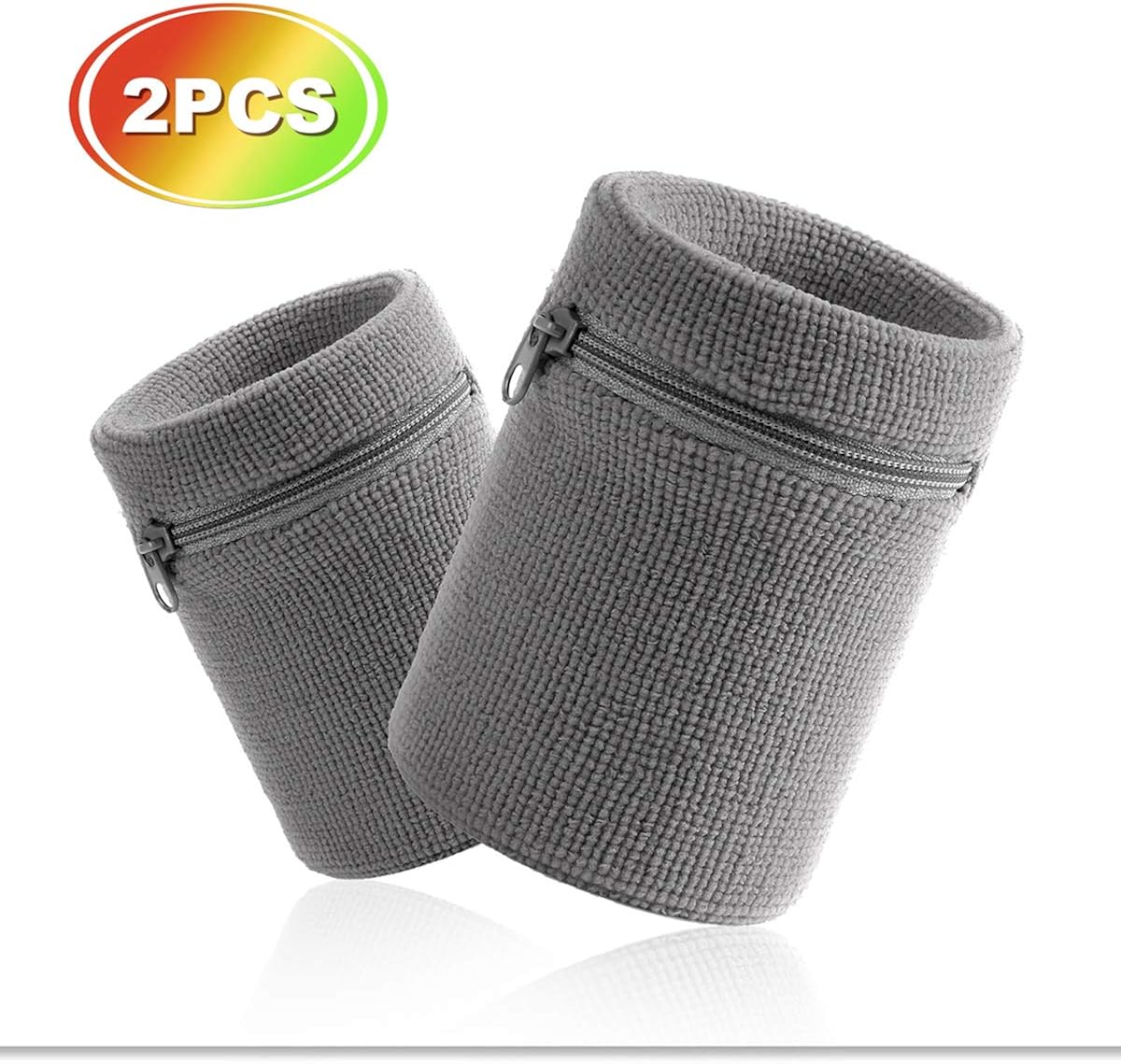 VENI MASEE Sportline Thick Solid Color Sweatband Set, Grey(2Piece)