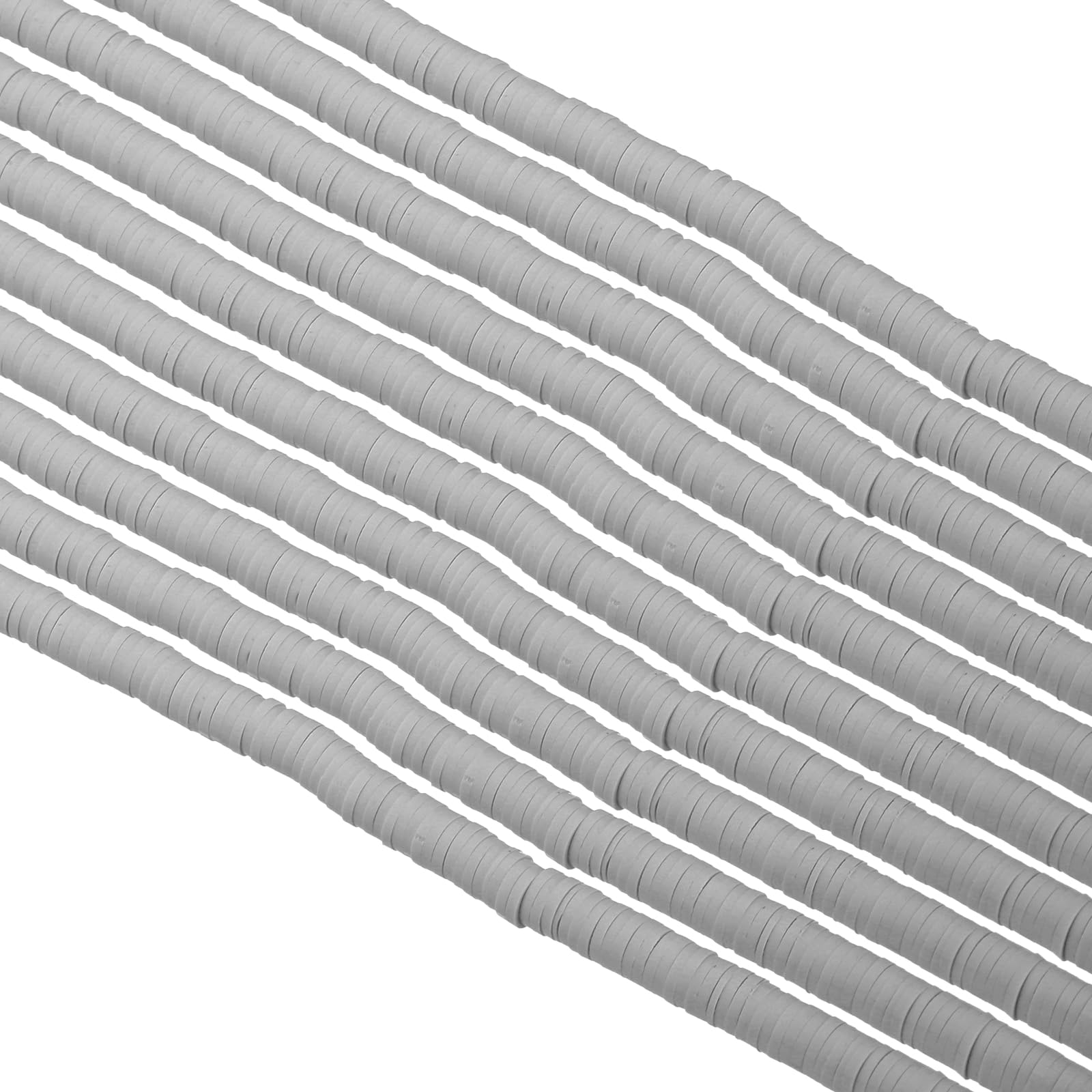 PATIKIL 6mm Polymer Clay Beads Spacer, 3500Pcs 10 Strands Round Flat Handmade Bead Spacer for Craft Home Decor Chain Bracelets Jewelry Making, Light Grey