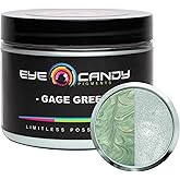 Eye Candy Pigments Premium Green Mica Powder - Gage Green (50gr) - for Epoxy, Resin, Soap, Paint, Woodworking, Acrylic Pouring, Bath Bombs, Fishing Lures - DIY Arts and Crafts Additive