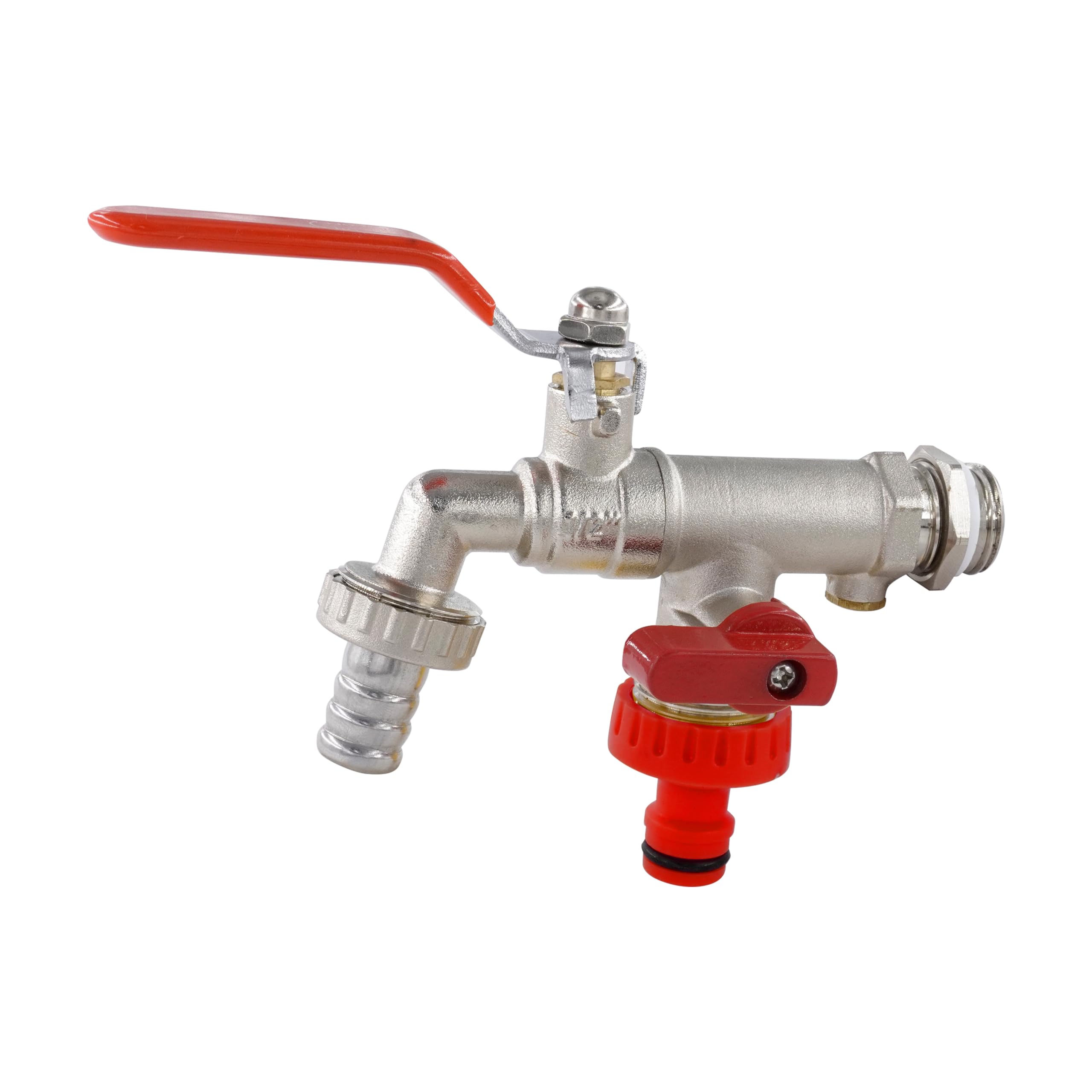 Wärmer System Outside 1/2 inch Garden Tap with Check Valve, Double Outlet Tap (Lever Double Outlet Tap 1/2x3/4x3/4)