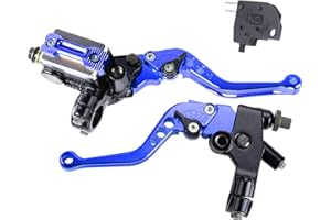 MRELC Universal Motorcycle 7/8" 22mm Handlebar Brake Master Cylinder Clutch Lever CNC Left & Right Set Compatible with Harley Honda Kawasaki Suzuki Yamaha（ Piston Diameter 12.7mm (Blue)