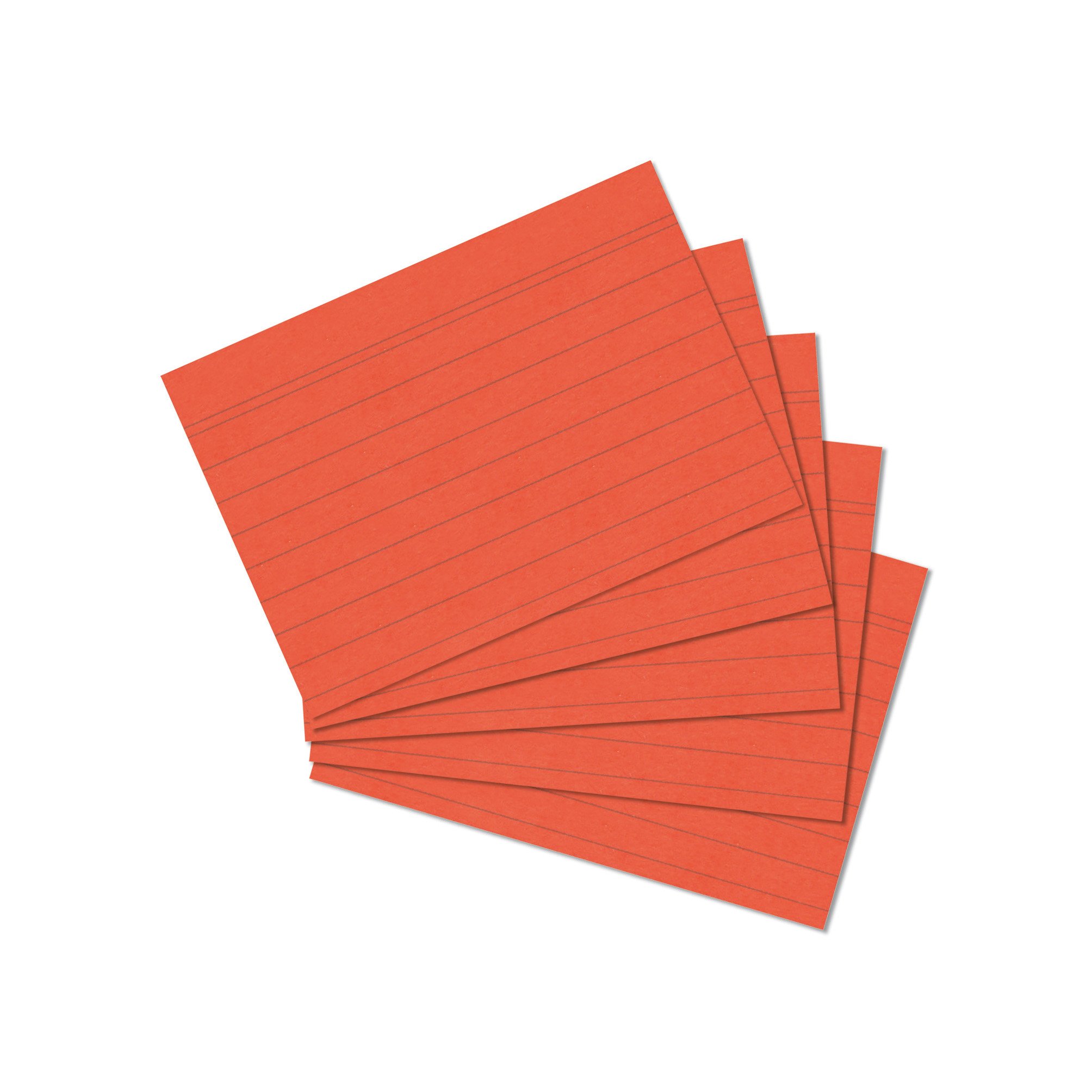 herlitz Index Cards A7 Lined Orange, 170 g/m², Wood-Free, Pack of 100, Sturdy Index Cards for School, Study & Office