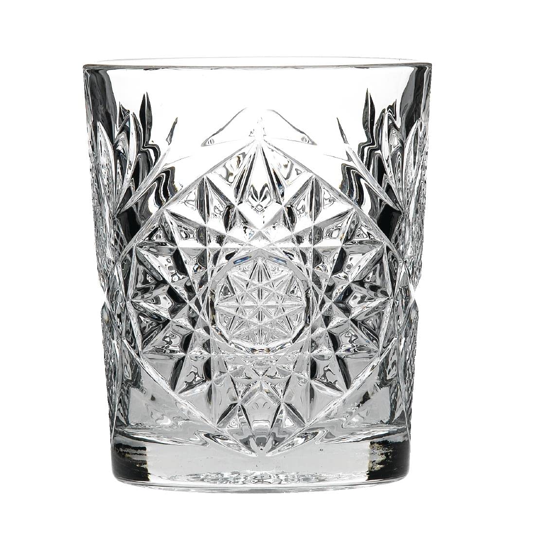 Hobstar Double Old Fashioned Glasses 12oz / 340ml - Set of 12 - Vintage Cut Glass Whisky Tumblers