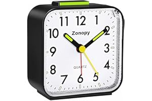 Zonopy Alarm Clock, Silent Alarm Clocks Bedside Non Ticking, Table Clocks Bedside Clock Battery Powered Large Display Snooze 