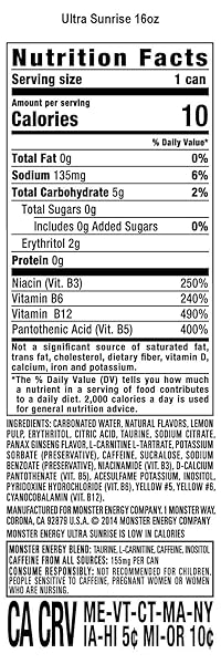 MONSTER ENERGY DRINK, ULTRA SUNRISE, 16 FL OZ