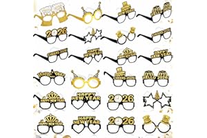 LEIFIDE 24 Pieces Happy New Year Eyeglasses 2026 New Years Eve Party Supplies Glasses Eyeglasses Dress up Eyewear Props for Adults Party Decoration Accessories, 6 Styles