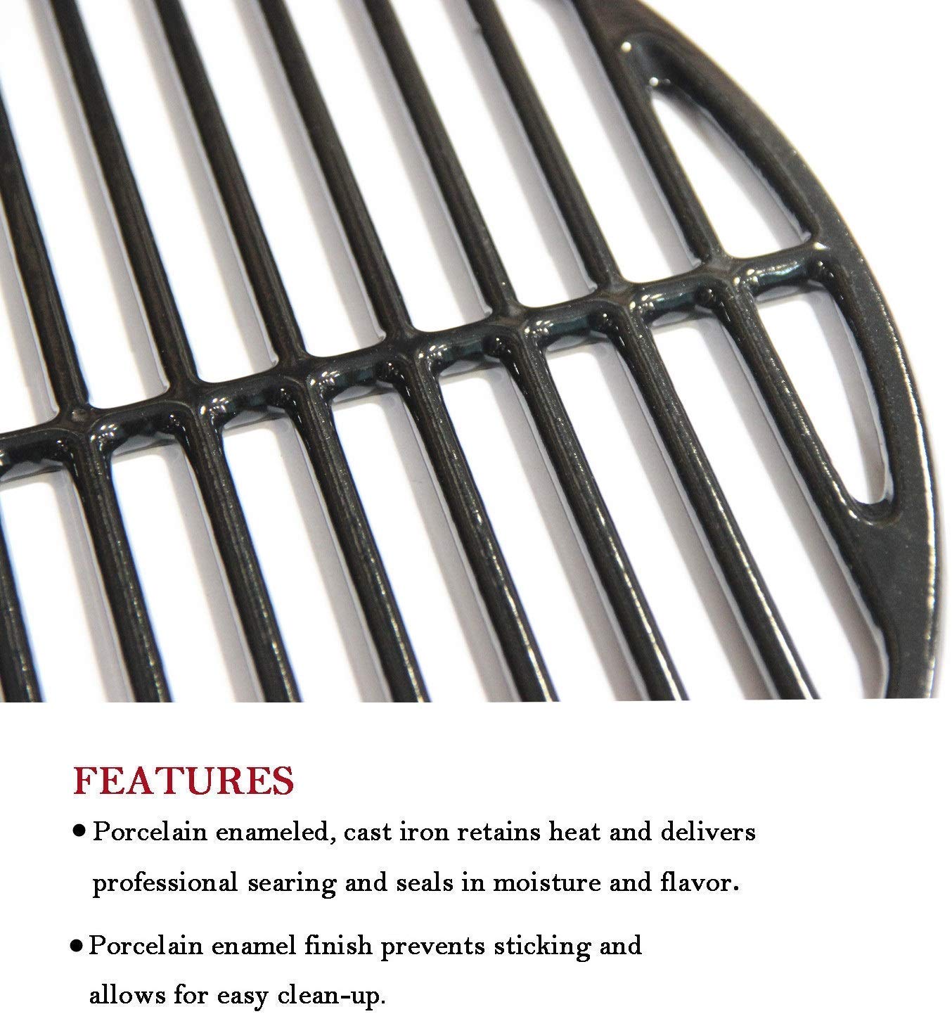 Hongso Round Grill Grate 18 3/16" Polished Porcelain Coated Cooking