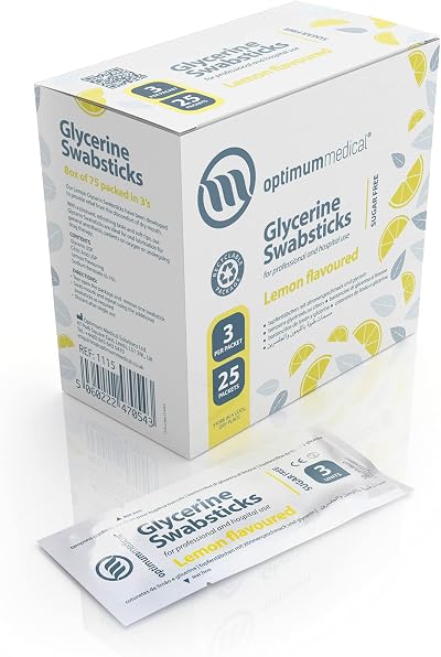 Optimum Medical Glycerin Swabsticks 75 Pack - Lemon/Blackcurrant Flavour