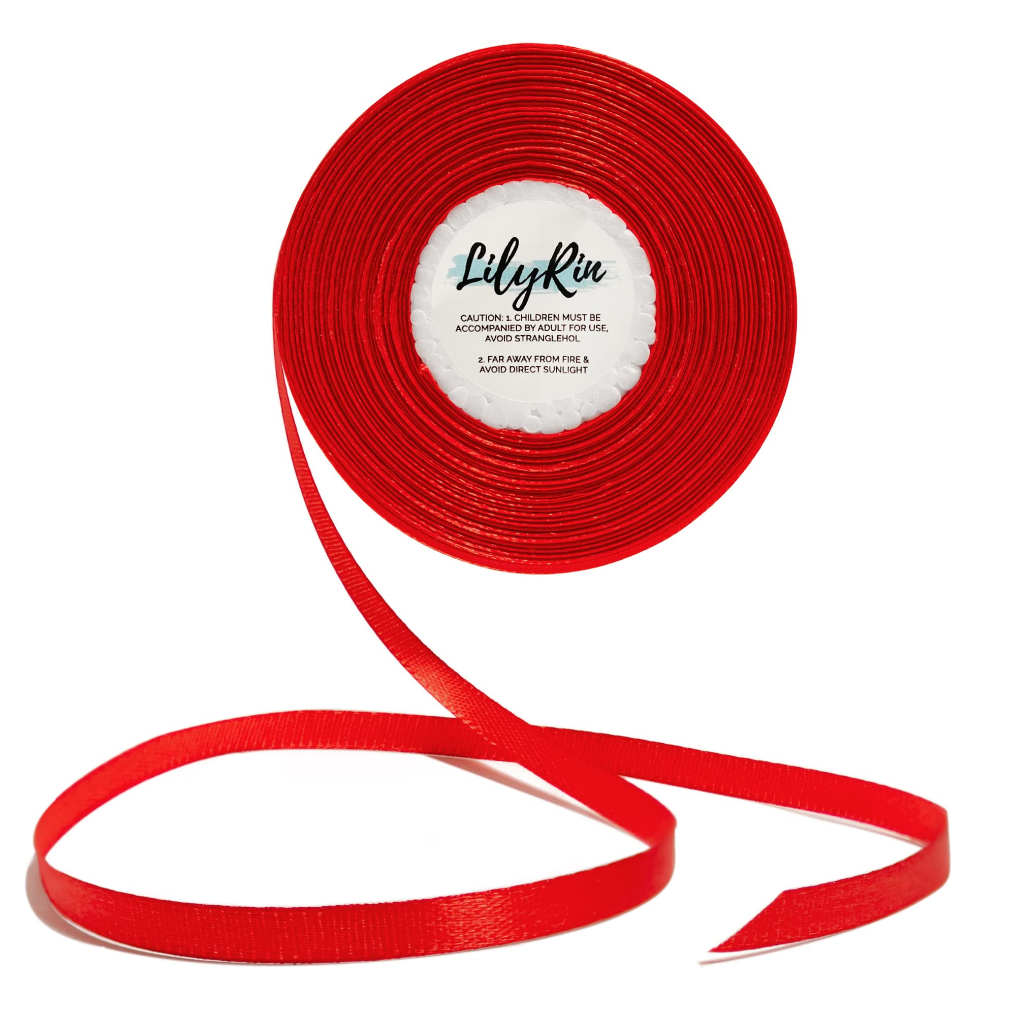 Red Ribbon 1/4 Inches 36 Yards Satin Roll Perfect for Scrapbooking, Art, Wedding, Wreath, Packing Birthday, Wrapping Christmas Gifts or Other Projects