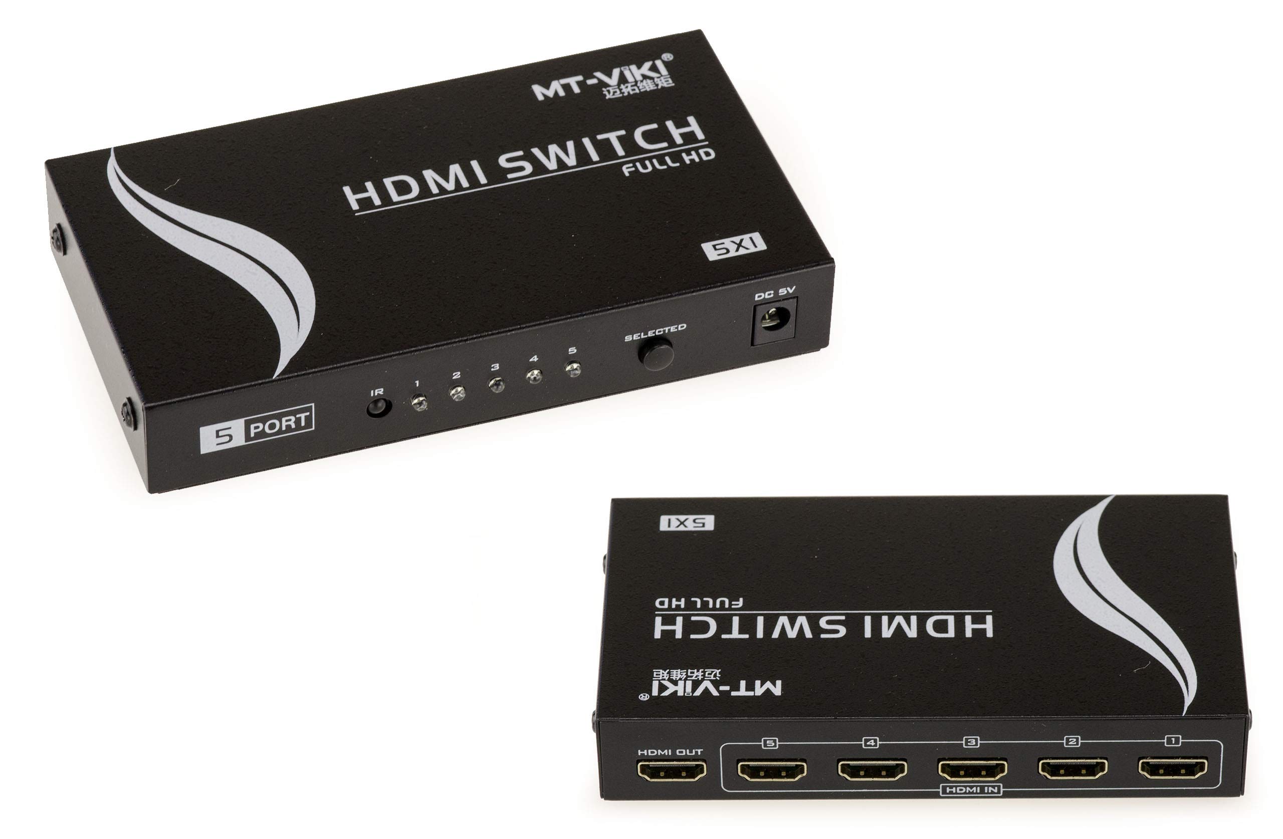 KALEA-INFORMATIQUE 5 to 1 switch type HDMI video distribution box for routing 5 inputs to 1 output. With remote control