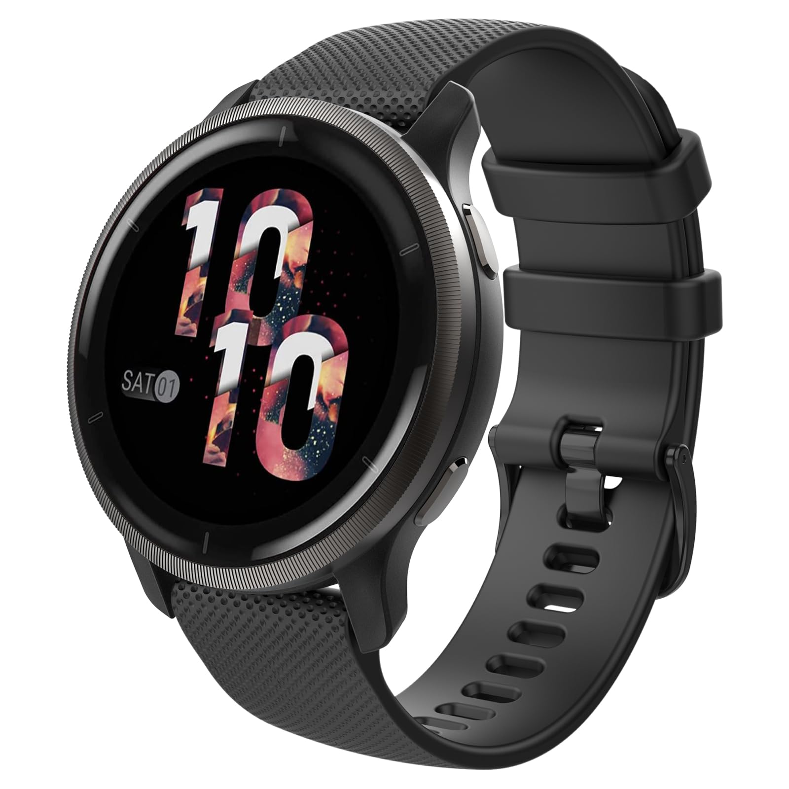 MoKo Strap Compatible with Garmin Vivoactive 4S/Venu 4 41mm/3S/2S/Forerunner 265S/255S/255S Music/Vivomove 3S, 18mm Soft Silicone Replacement Watch Band Sport Wristband, Black — image 1