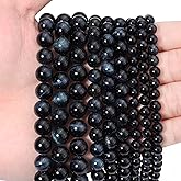 45pcs 8mm Natural Blue Black Tiger Eye Gemstone Beads Energy Healing Crystal Round Loose Stone Beads for Jewelry Making, DIY Bracelets Necklaces