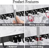 AceMining 5 Holders 4 Hooks Wall Mount Broom Organizer Stainless Steel view 2