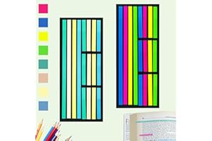 ARRUKI KIDS 640Pcs Highlighter Sticky Stripe Tape, Transparent Sticky Page Markers Tabs, Removable Fluorescent Neon Index Tabs Supplies for Annotating Books Teachers Students Reading Home Office