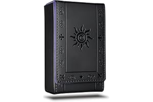 Luck Lab Leather Tarot Card Case/Holder - Black - For Most Standard Size Tarot Cards (Fits Deck size with Box measuring 4.875 x 2.875 x 1.25)- Sun Design