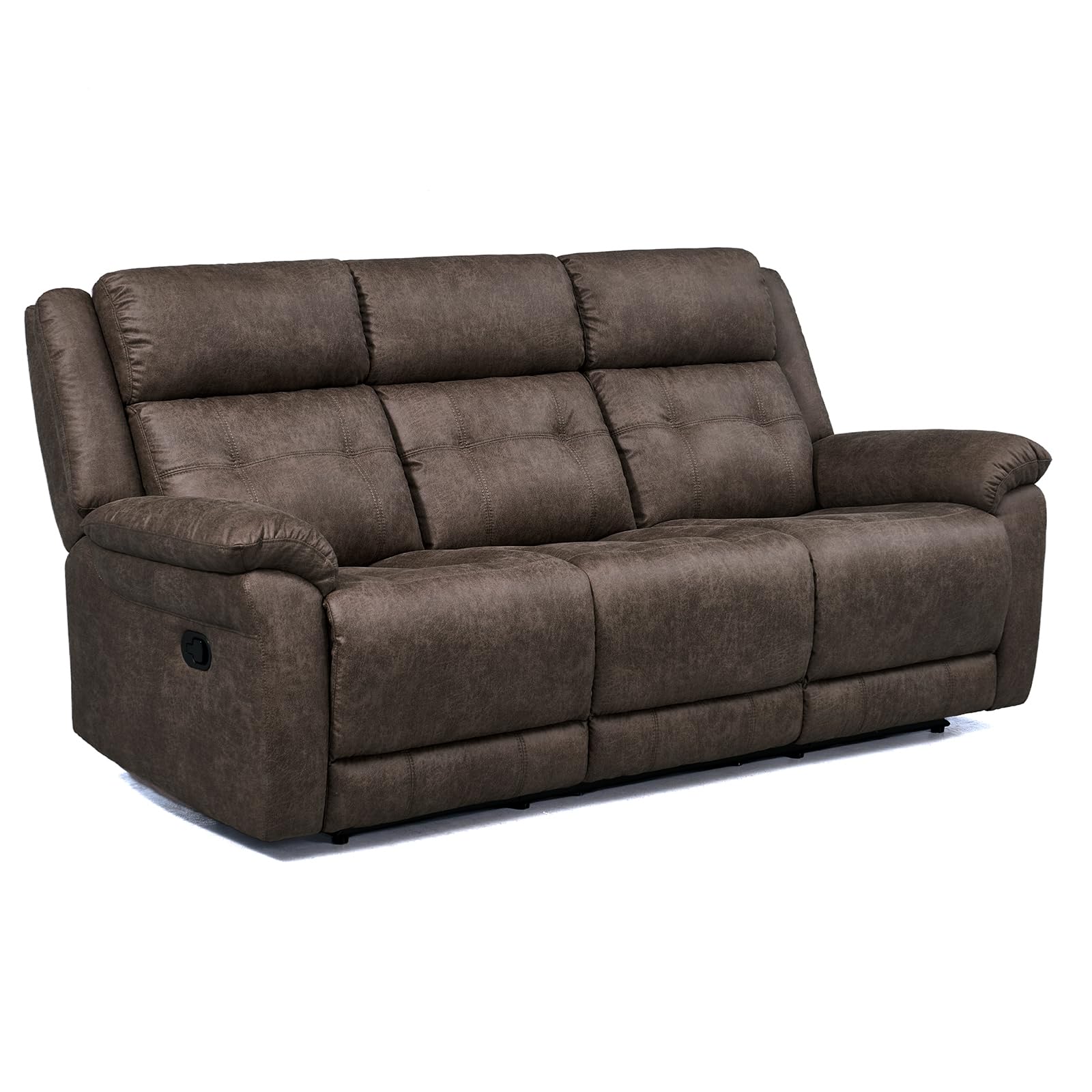 Oversized Manual Recliner Sofa, 86” Extra Wide 3 Seater Reclining Couch for Living Room, Dual Pull Handle Recliners, Upright Middle Seat, One-Piece Design No Assembly Required, Performance Fabric Image