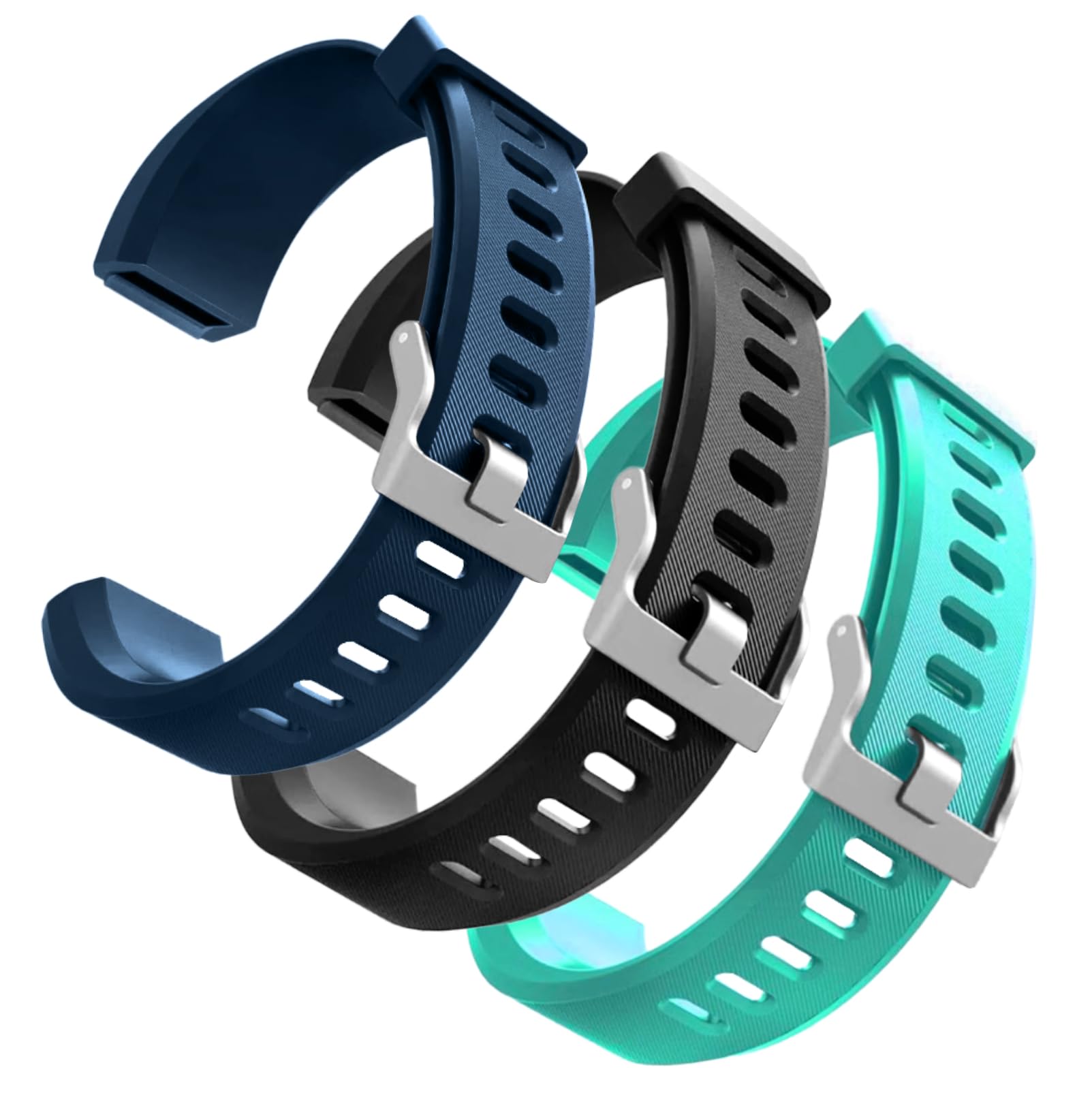 hoeslaw 3 Pcs Watch Bands Replacement for ID115plus HR, Very Fit Pro Activity Fitness Tracker Wrist Bands Set, Multicolor Veryfitpro Smart Watch Strap Replacements (Blue Black Green)