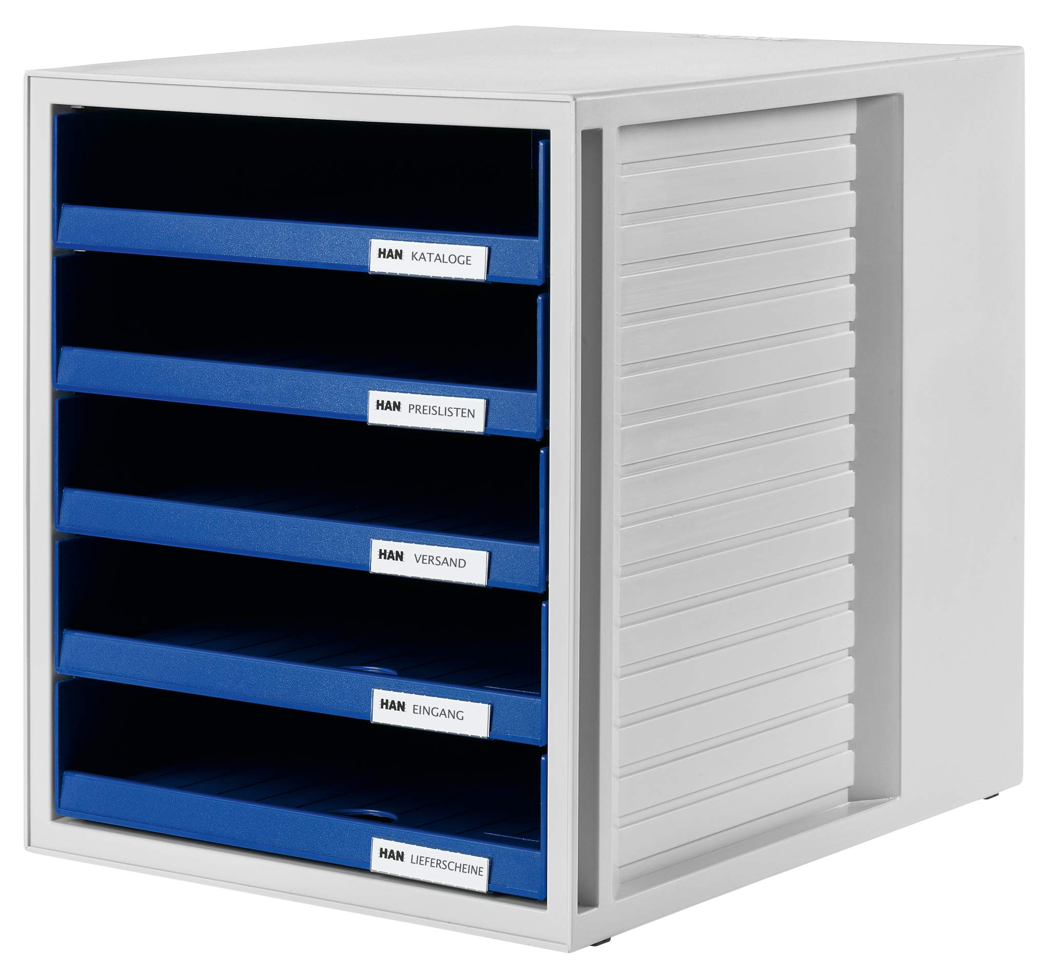 HAN 1401-14, SCHRANK-SET Drawer set. Innovative, attractive design with 5 open drawers, light-grey-blue