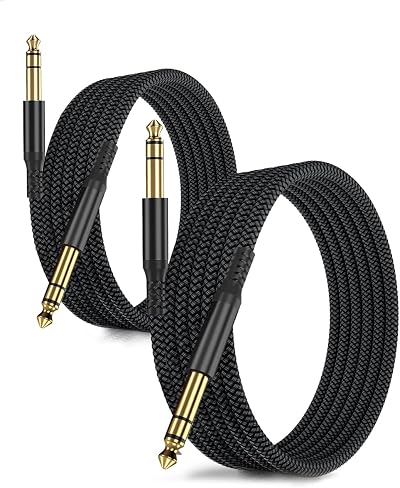 Ruxely 6.35mm TRS Instrument Cable 6M 2-Pack Straight 1/4 Inch Male Jack