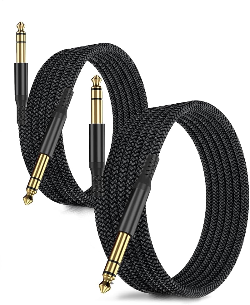 Ruxely 6.35mm TRS Instrument Cable 6M 2-Pack Straight 1/4 Inch Male Jack