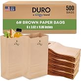 DURO 18406 6# Brown Paper Lunch Bags, 6 x 3.62 x 11.06 Inches, 500 Ct | Made In USA | Disposable Paper Lunch Bags Ideal for Sandwiches, Treats, &amp; Snacks