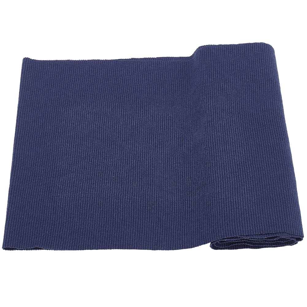 BENECREAT Elastic Rib Knit Fabric for Cuffs, Blue Fiber Ribbing Fabric for Waistband Neckline Collar Trim, Welt Edge, 60x20x0.2cm