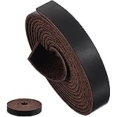 Nogeqi Genuine Leather Strap Strips for Crafts, 1/2 in Wide 72.5 in Long 2mm Thick, Single Sided Flat Leather Wrap Belt Cord for DIY Crafts Projects Clothing Jewelry Wrapping Making, Dark Brown
