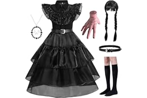 WYB Black Costume Dress for Girls Cosplay Dress Kid Halloween Costumes Costumes Cosplay Party Dress with Accessories 4-12Y