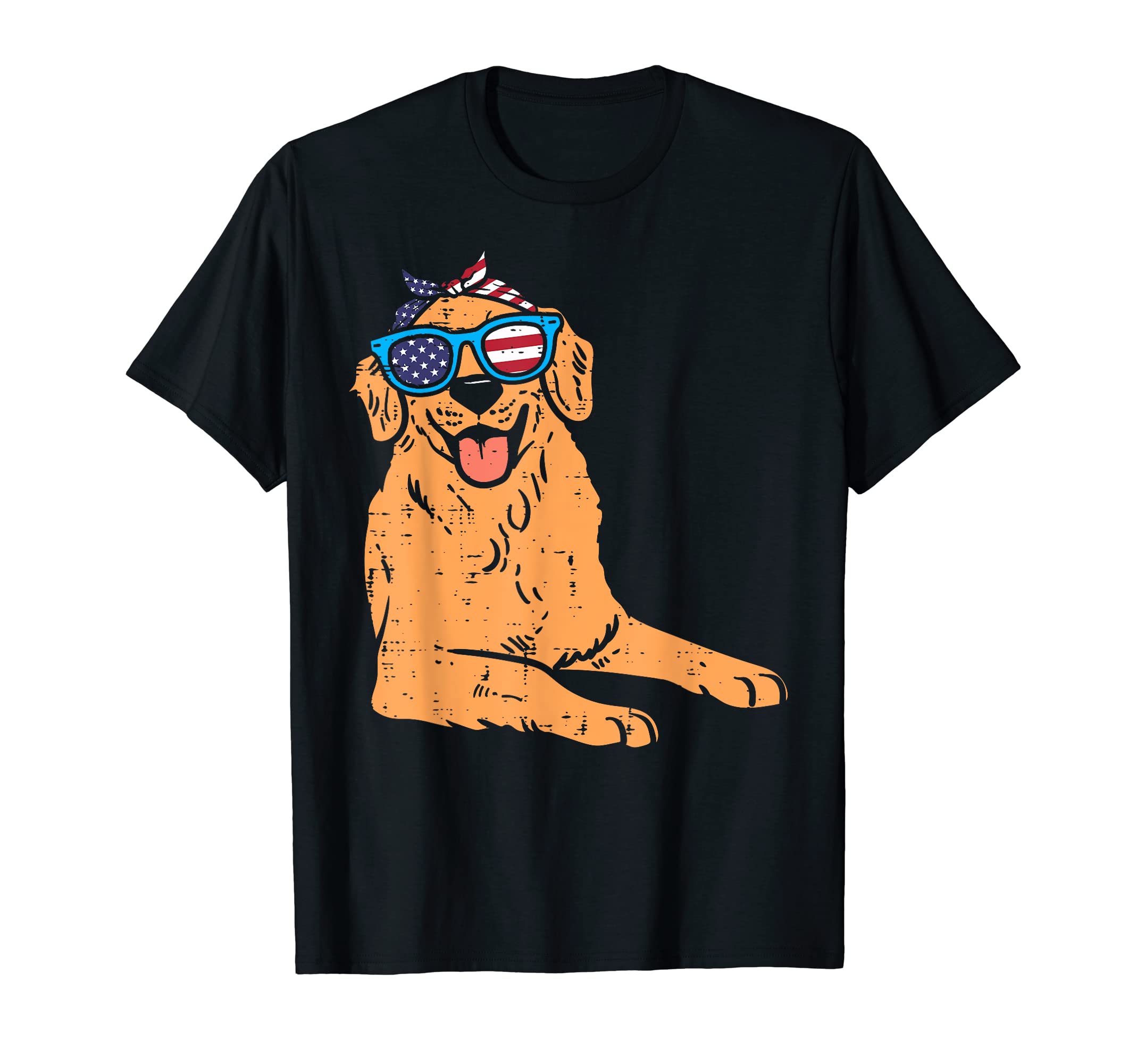 Bandana Golden Retriever American USA 4th Of July Fourth Dog T-Shirt