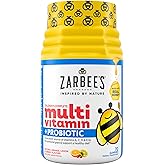 Zarbee's Kid's Complete Multivitamin + Probiotic Gummies with Vitamins A B C D E & zinc for Digestive Health Easy To Chew Kids Daily Multivitamin Gummies Natural Fruit 70 Count
