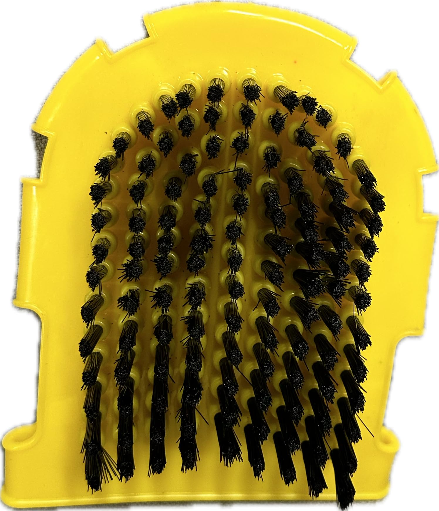 Grooming glove for horses, soft bristles, hard wearing glove (yellow)
