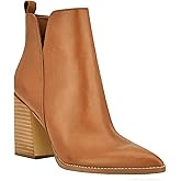 Juliet Holy Women's V Cut Ankle Boots Pointed Toe Stacked Chunky Heel Side Zipper Leather Cutout Western Booties
