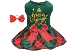 CuteBone Dog Mesh Dress Christmas Puppy Sundress Pet Outfit Summer Fashion for Small Dogs Girl Cat Clothes BF50M-D