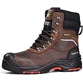 Men's Waterproof Cow Leather Safety Boot 8-inch Composite Toe Work Boots Insulated Winter Snow Boots