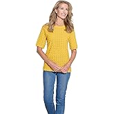 MULTIPLES Women's Elbow Sleeve Scoop Neck Top