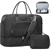 Weekender Bags for Women, Travel Duffel Overnight Carry On Weekend Bag with Shoes Compartment & Toiletry Bag,Black