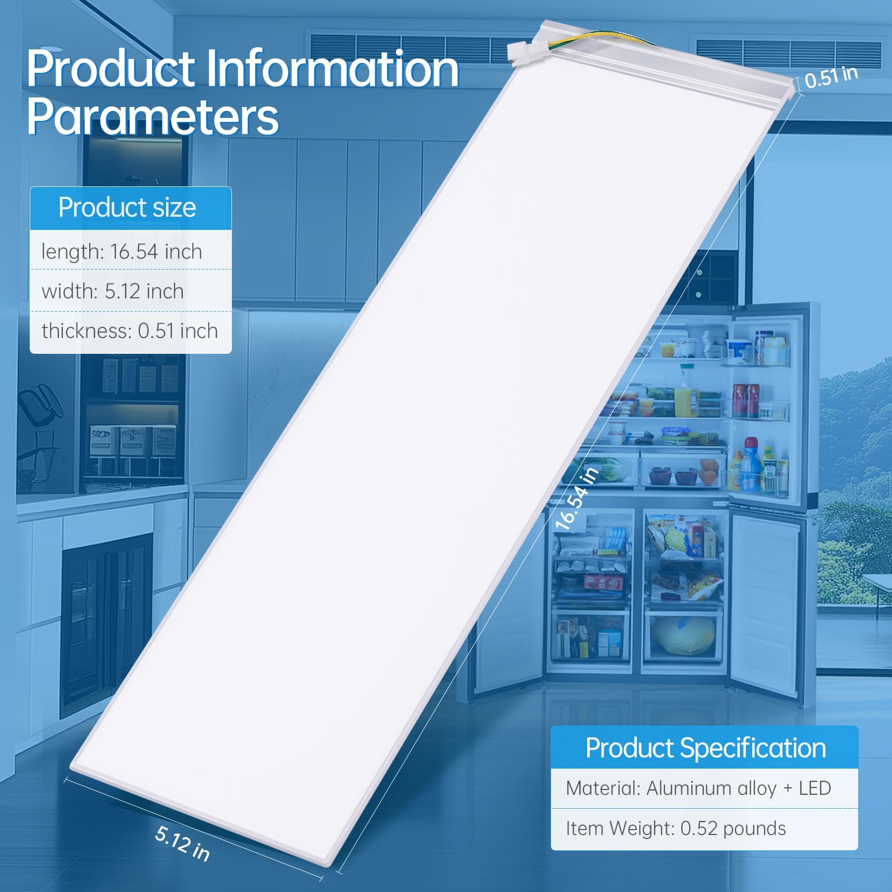 W11048980 Refrigerator LED Light Assembly Compatible with Whirlpool WRQA59CNKZ Kitchen-Aid KRQC506MPS00 Replace W11455230 W11470191 W11032355 W11032353, 10 Years Manufacturer