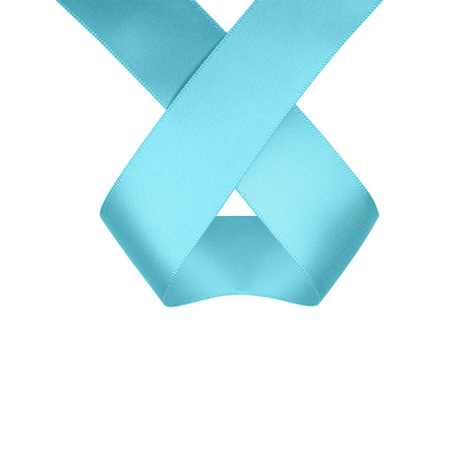 Trimming Shop Sky Blue Ribbon Roll - 40mm x 25 Metres - Double Sided Satin Brightly Coloured - 100% Polyester - for Gift Wrapping, Decorating, Arts and Craft - Machine Washable