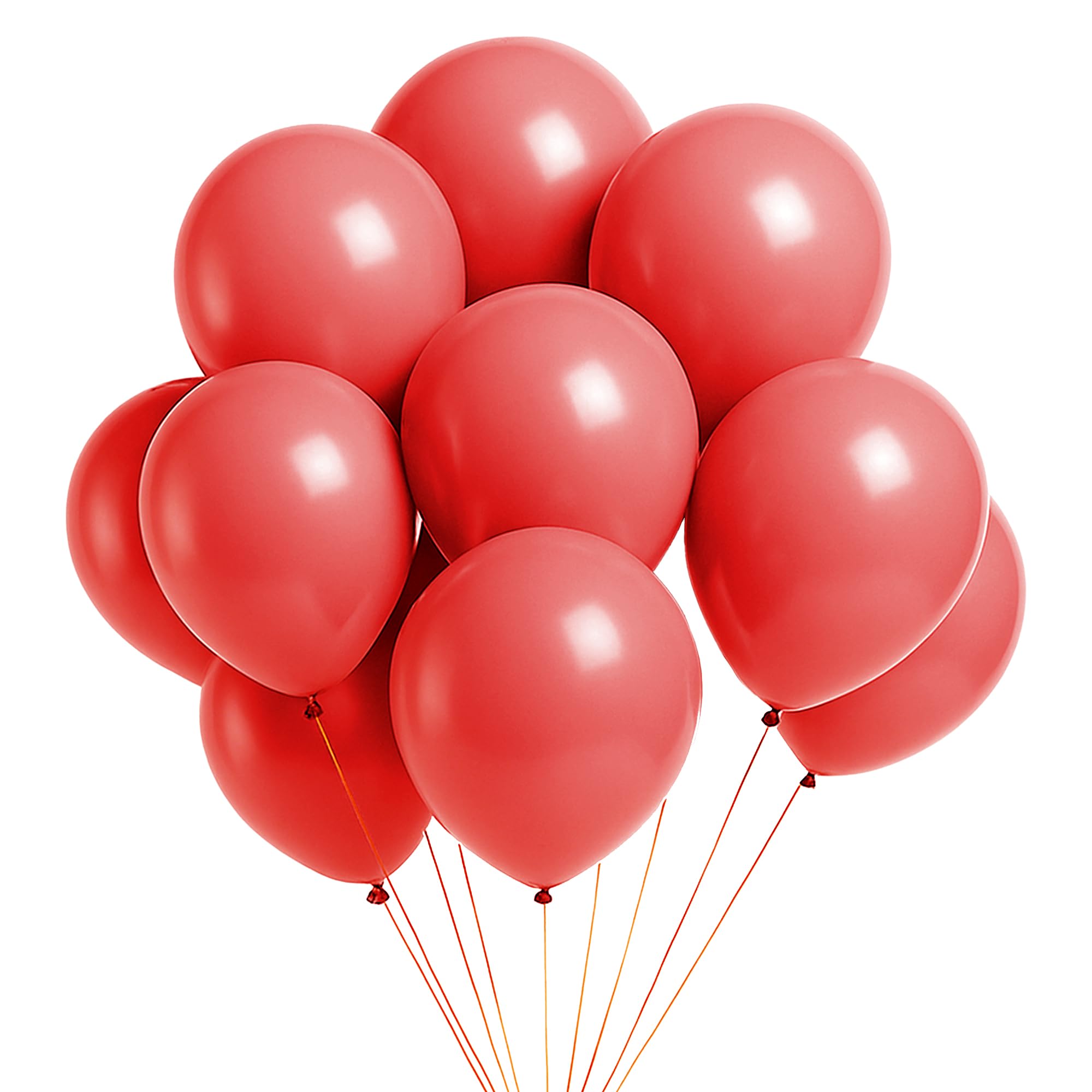 Trimming Shop 10 Inch Premium Latex Balloons, Thick Strong Red Party Balloons for Birthday Decorations, Wedding, Baby Shower, Balloon Arch, Garland, Helium or Air Use, 100pcs