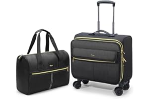 Tonyeee Rolling Laptop Bag Set 14 Inch Water Resistant Rolling Laptop Briefcase on Wheels Computer Bag Laptop Case for Work Travel Business Men Women, Black