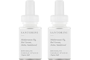 Pura & Brooklyn Candle Studio Home Scent Refill - Smart Air Diffuser - Up to 120-Hours of Luxury Fragrance per Refill - Home Essential - Clean & Safe Diffuser Fragrance - 2 Pack, Santorini