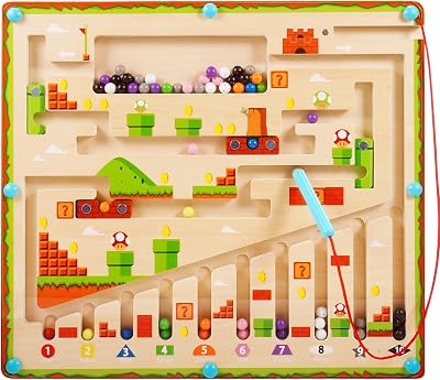 Grriopi Montessori Wooden Magnetic Color Number Maze Toy 2-6 Yr Old Boys Girls